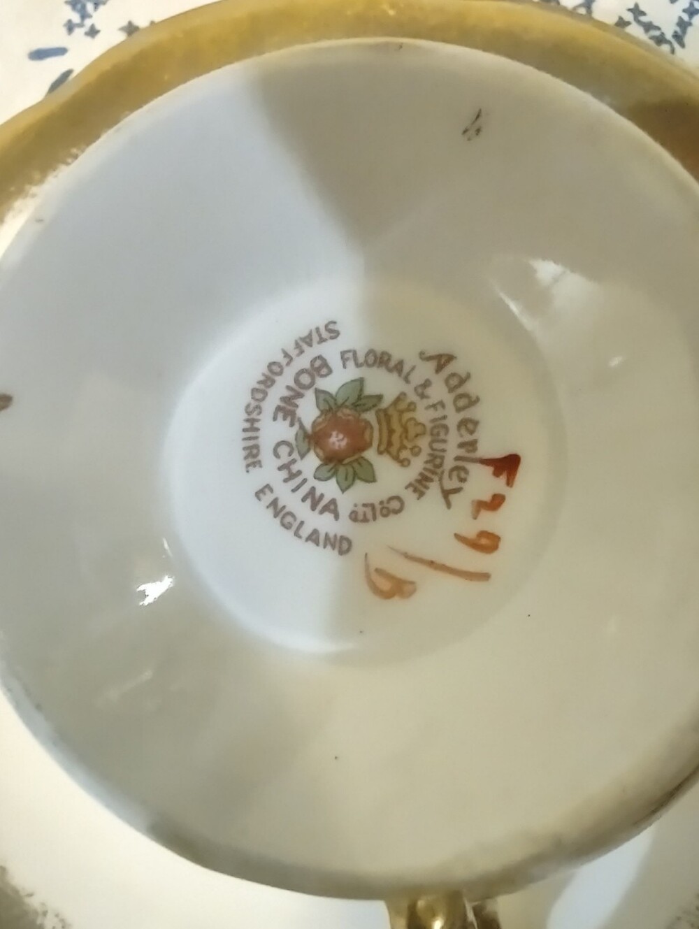 VTG Adderley Strafford England Porcelain Teacup Saucer Pink Rose with Gold Trim - Picture 9 of 15